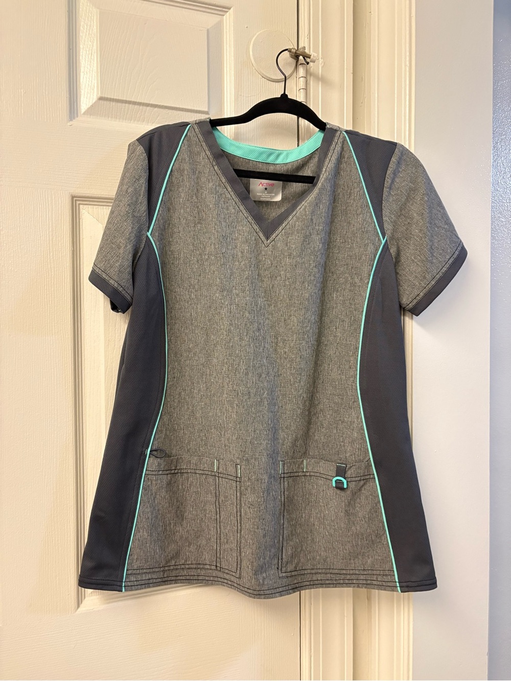 Scrubstar Gray Top with Teal Trim Kids Scrub Shirt